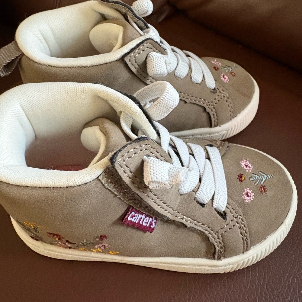Carter's Brown Kids boots with Floral Design